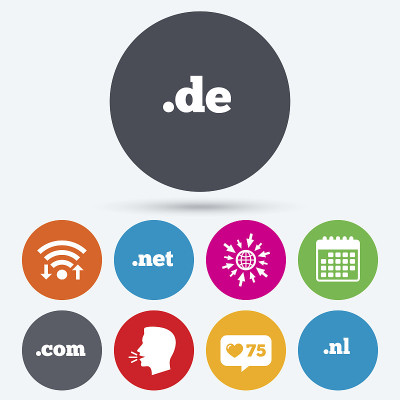 顶级域名的迹象。De, Com, Net和Nl。