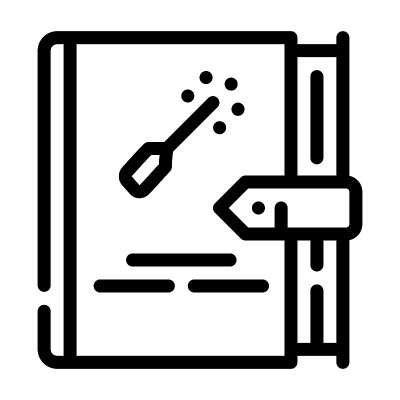 书魔法文学线图标矢量插图