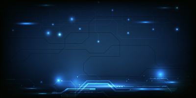 矢量插图蓝色高科技设计框架或边界与复制空间的数字技术艺术品。