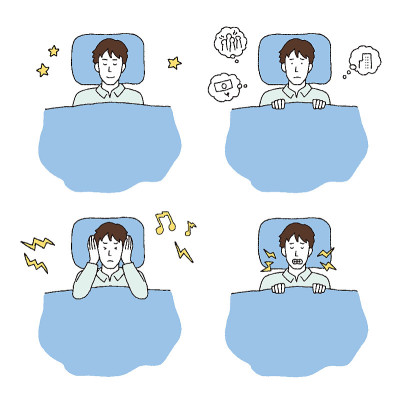 插图设置的一个人失眠和良好的睡眠