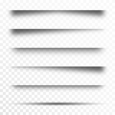 Set of transparent shadows, page dividers. Realist