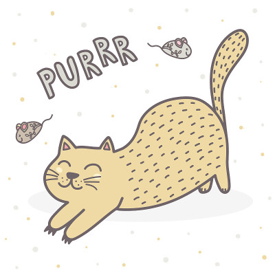 可爱的猫咪图案。儿童趣味卡片