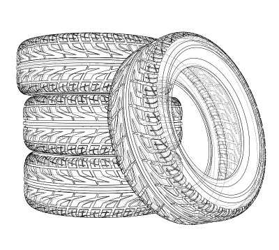Car tires concept. Vector rendering of 3d