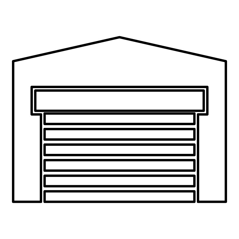 车库门为汽车卷帘门机库仓库轮廓轮廓图标黑色矢量插图平面风格图像