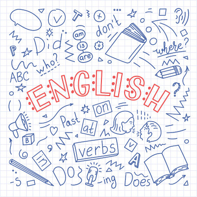 英语。语言手绘涂鸦