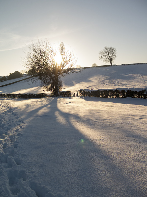 英国德比郡马特洛克附近的雪景