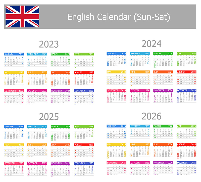 英语1型日历太阳卫星