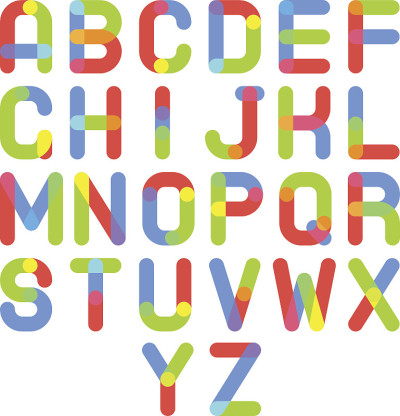 圆形字体字母A到Z最小符号图标向量