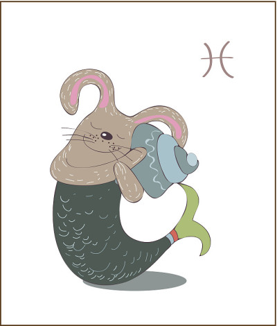 矢量插图双鱼座