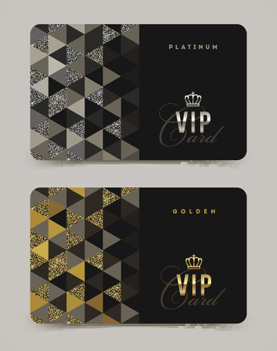 VIP金卡及白金卡模板。矢量插图。