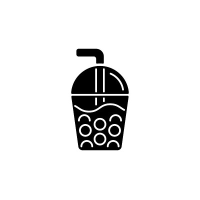 气泡茶黑色象形图标。