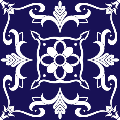 瓷砖图案矢量无缝与青花装饰。葡萄牙azulejos，墨西哥talavera，西班牙，意大利majol