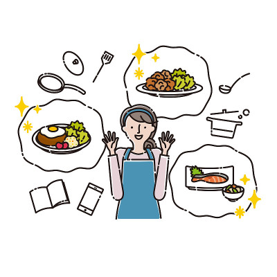 家庭:家庭主妇，对各种菜单和食谱感到满意