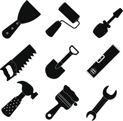 不同的工具图标矢量插图集