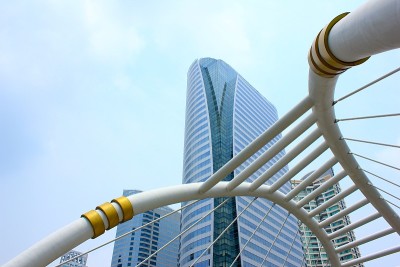泰国曼谷商业区的现代空中步道