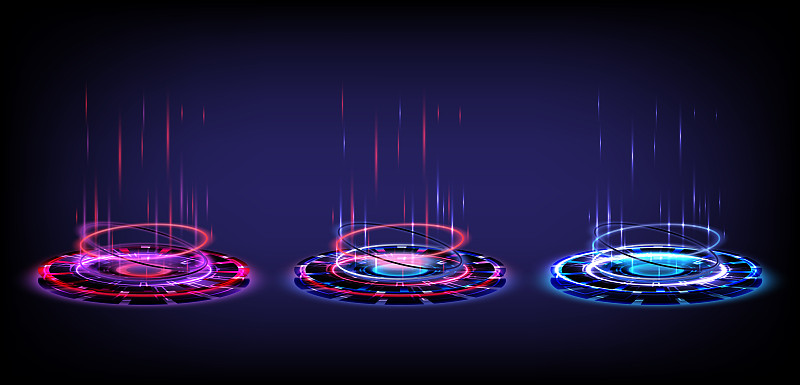 Sci-fi digital high-tech collection in glowing HUD