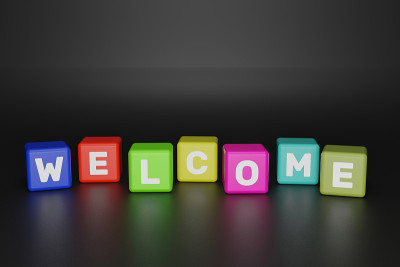 带welcome这个词的立方体。