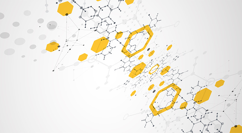 现代科学或技术使用六角形抽象背景。向量。