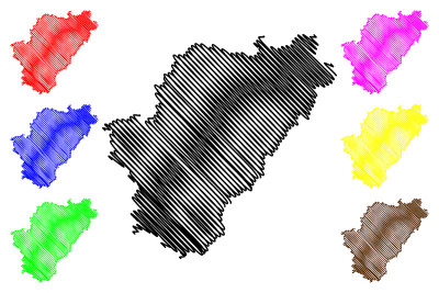 沙朗特省(法国，法兰西共和国，新阿基坦地区)地图矢量插图，沙朗塔速写地图