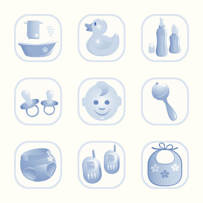 用蓝色Baby-Icons。