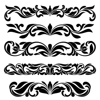 Borders decorative vignette elements set isolated 