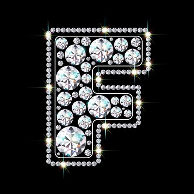 由闪亮的钻石制成的字母F