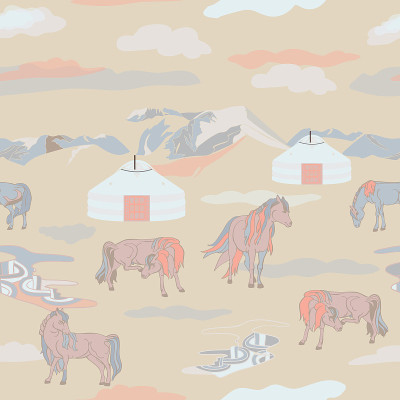 矢量插图与马