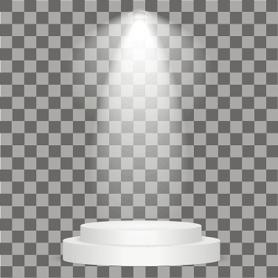 舞台上，讲台照亮了聚光灯。冷光的效果。矢量插图。