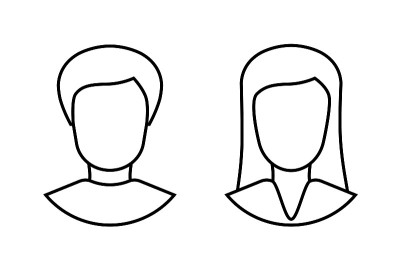男人和女人头像简介。男性和女性图标。