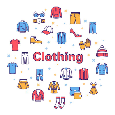 向量颜色线图标服装套