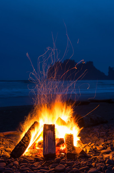 拉普什海滩Bon Fire火花第一海滩clallam县奎拉尤特保留区