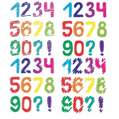 矢量插图。一组从0到9的彩色手绘数字。