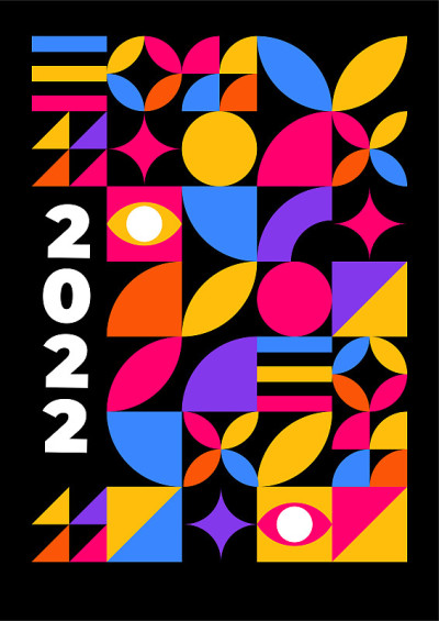 2022模板设计与复制空间。强大的排版。色彩丰富，易于记忆。设计品牌，展示，组合，商业，教育，横幅。