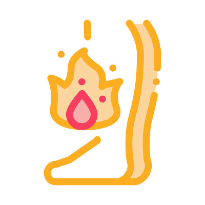 燃烧痛腿颜色图标矢量插图