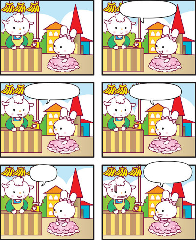 矢量卡通兔子公主漫画故事