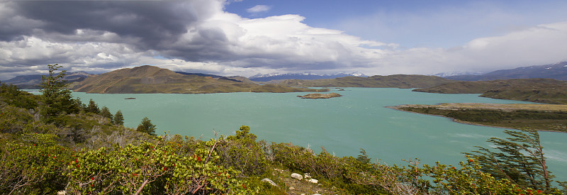 翡翠湖全景，托雷斯德尔潘恩，智利