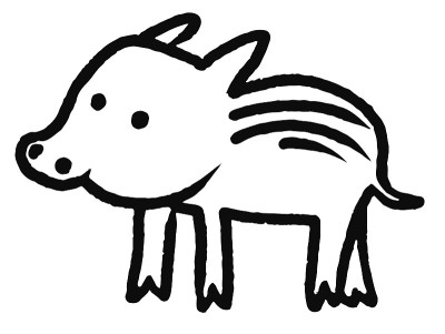 野猪宝宝可爱的线条素描