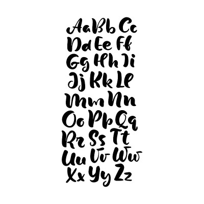 hand lettering alphabet design, handwritten brush 
