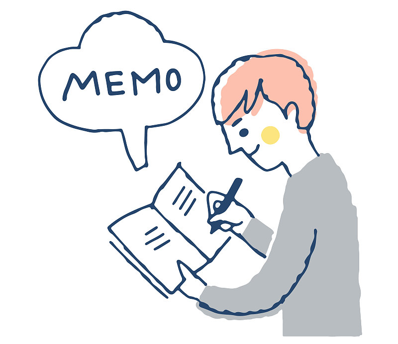 Illustration of a man writing in notepad