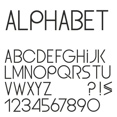 优雅简洁的黑色字体，数字和标点符号
