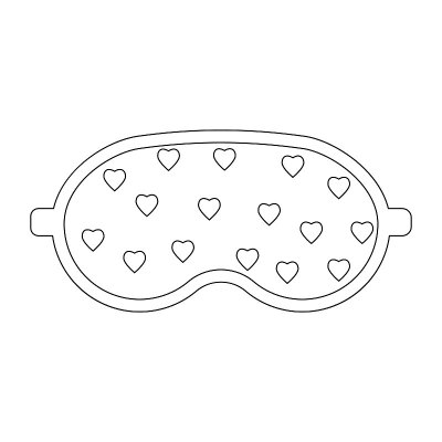 睡眠面具与模式，黑色轮廓，孤立的矢量插图