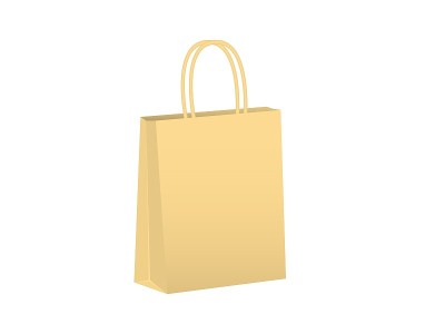 食品杂货袋包。黄色纸袋和扭曲的手柄方便的硬纸板容器携带食品和容易购买。