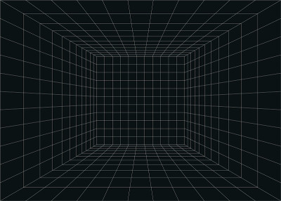 空荡荡的未来主义数字盒子室。矢量插图。