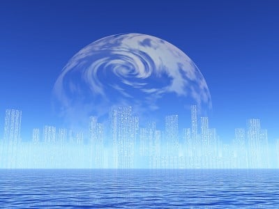 奇妙的星球和城市景观
