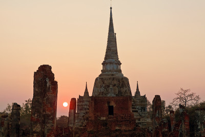 泰国大城府Phra Si Sanphet寺庙遗址