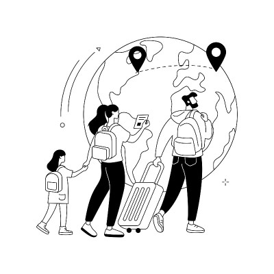 国际移民抽象概念矢量插图。