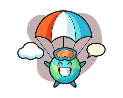 地球卡通跳伞