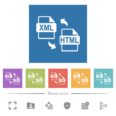 XML HTML文件转换平白色图标在方形背景