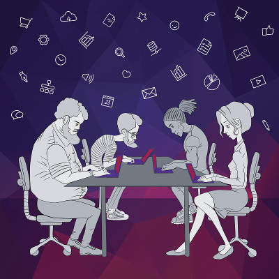 平面风格的颜色现代矢量插图。
