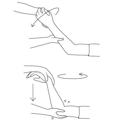 按摩。Yumeiho疗法。按摩技巧的操作说明